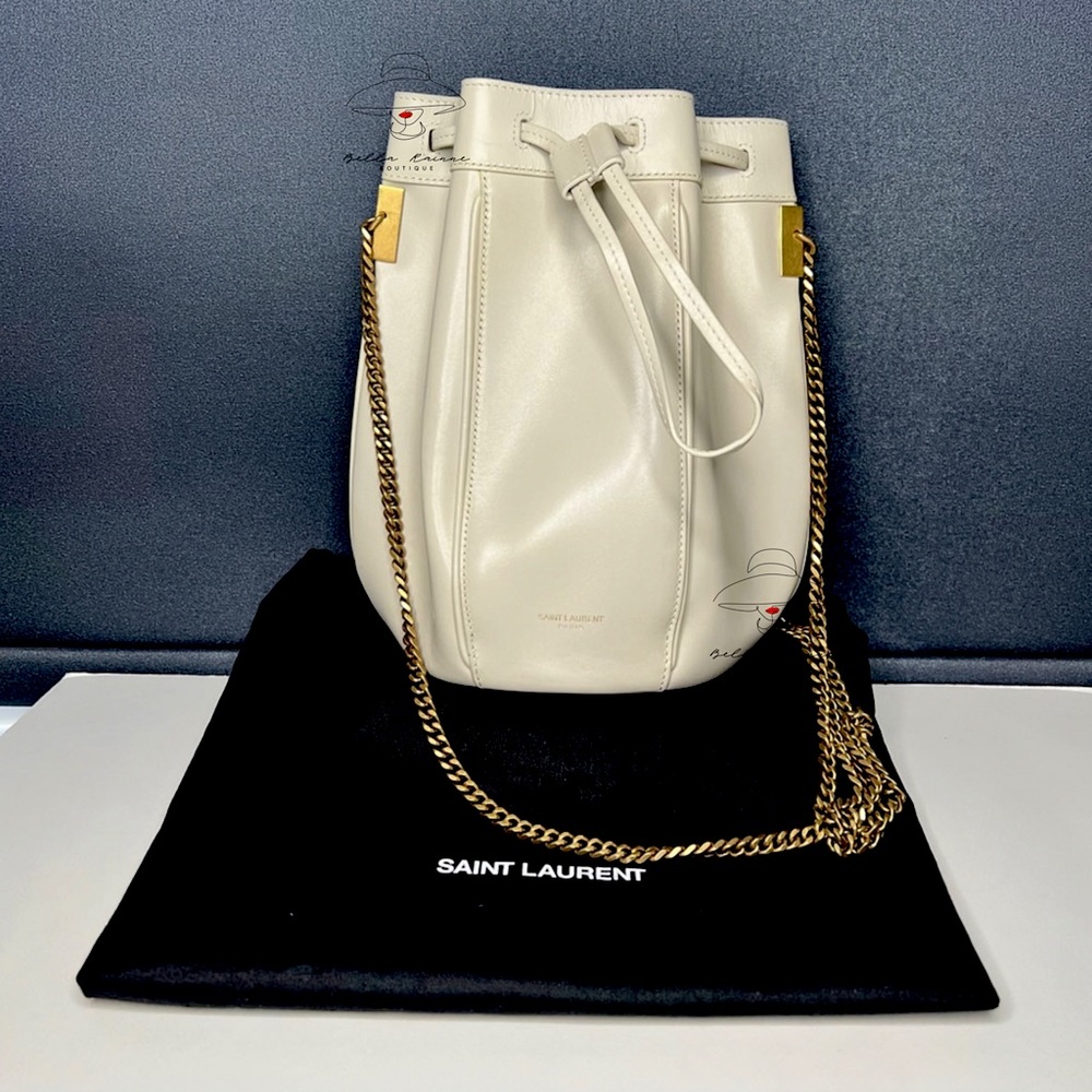 SAINT LAURENT Off-White Small Talitha Bucket Bag